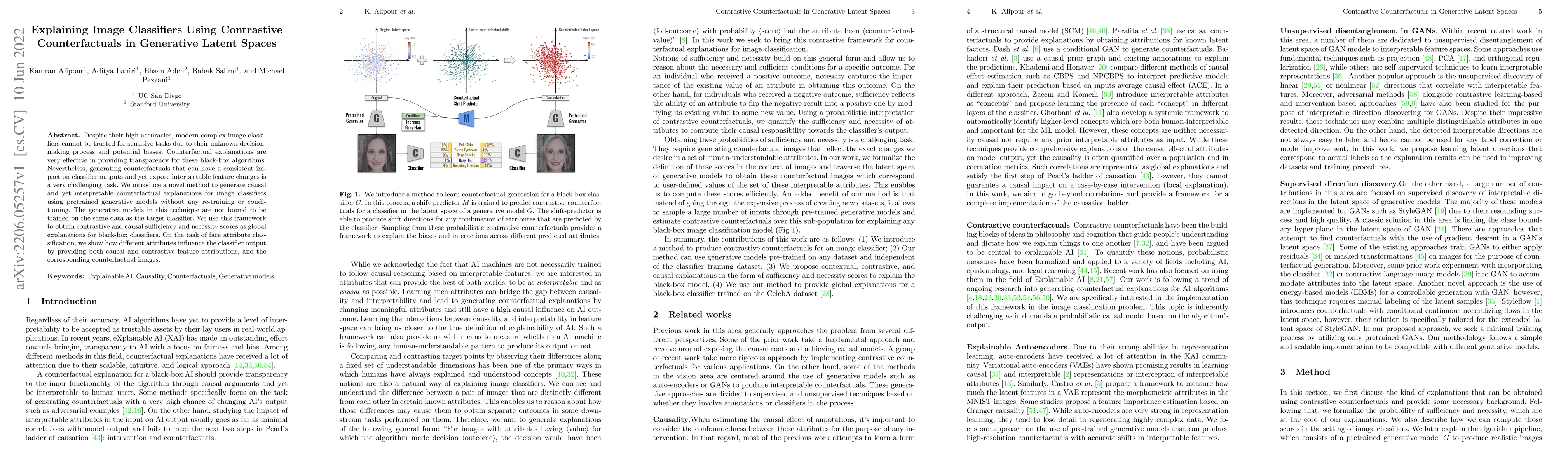 Thumbnail for Explaining Image Classifiers Using Contrastive Counterfactuals in
  Generative Latent Spaces