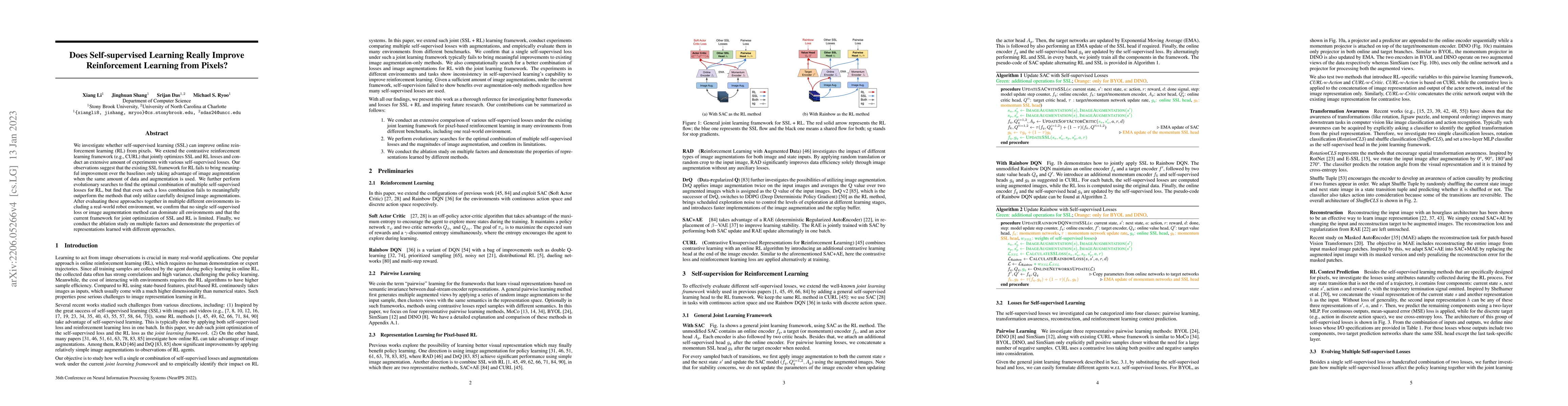 Thumbnail for Does Self-supervised Learning Really Improve Reinforcement Learning from
  Pixels?