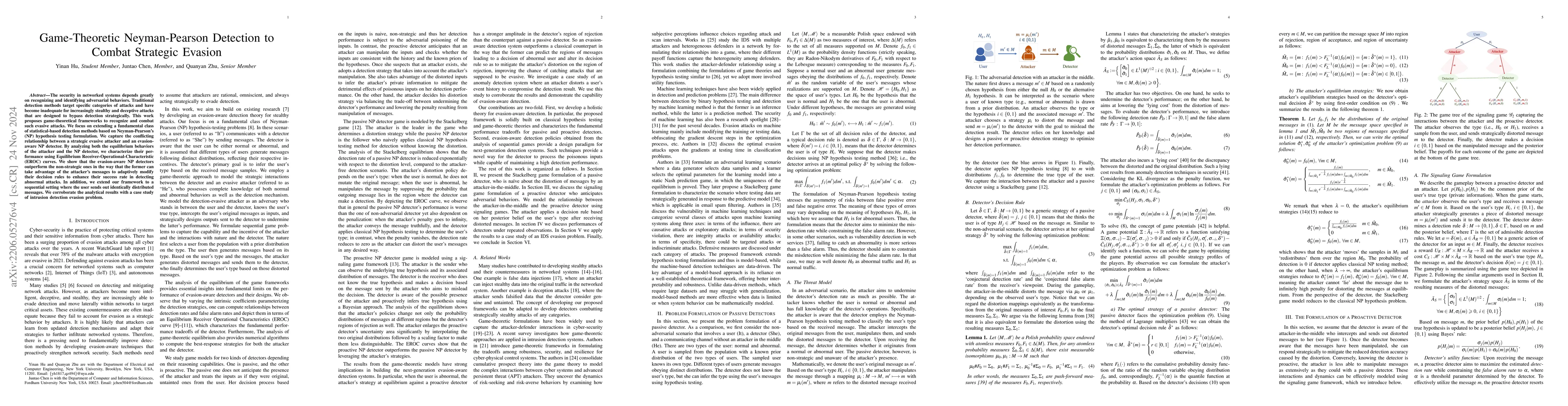 Thumbnail for Game-Theoretic Neyman-Pearson Detection to Combat Strategic Evasion