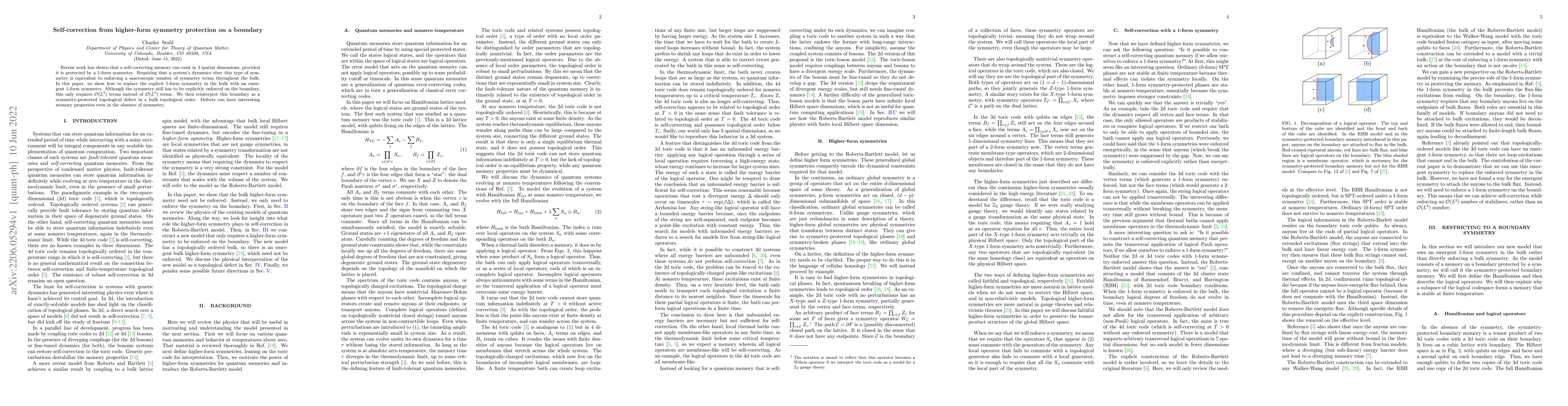Thumbnail for Self-correction from higher-form symmetry protection on a boundary