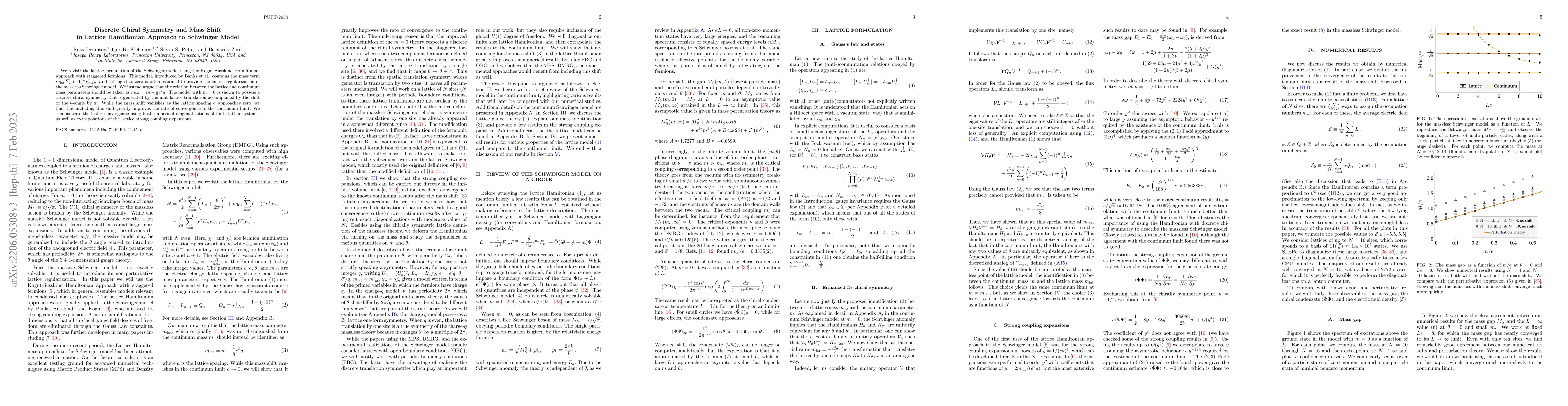 Thumbnail for Discrete Chiral Symmetry and Mass Shift in Lattice Hamiltonian Approach
  to Schwinger Model