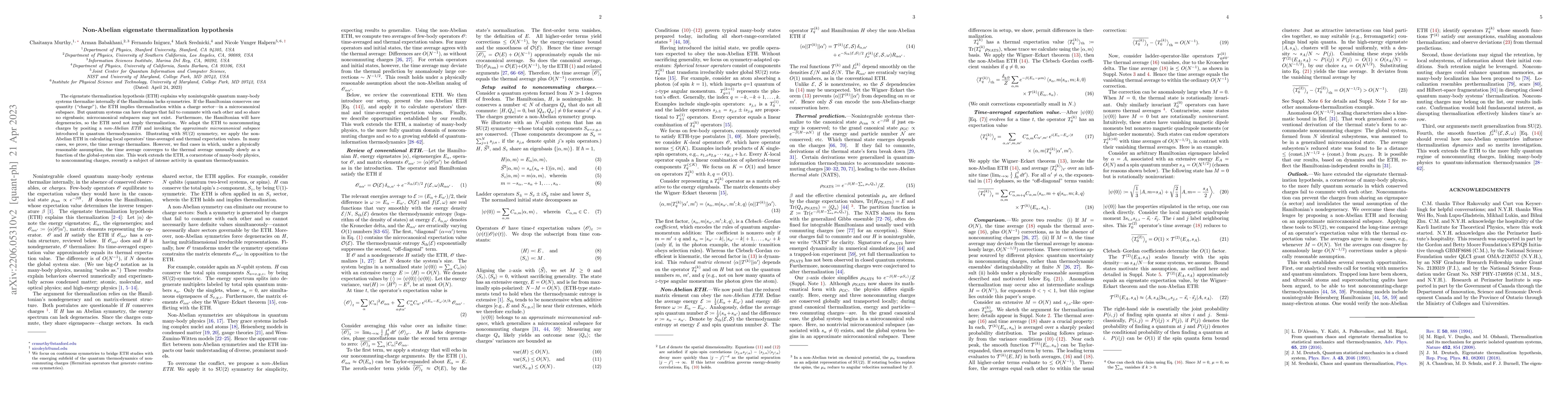 Thumbnail for Non-Abelian eigenstate thermalization hypothesis