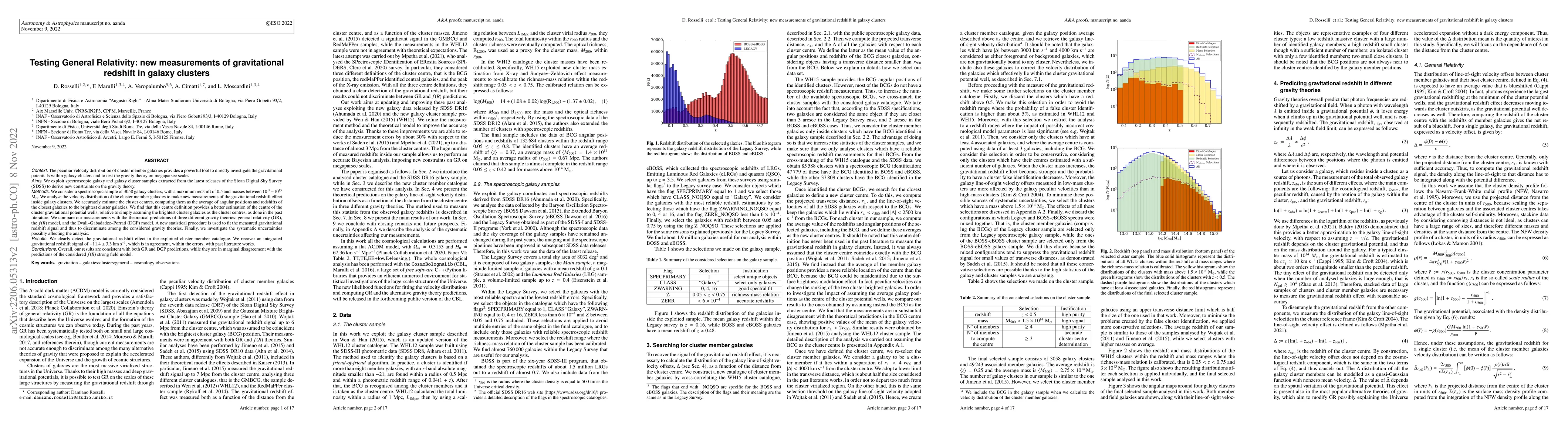 Thumbnail for Testing General Relativity: new measurements of gravitational redshift
  in galaxy clusters