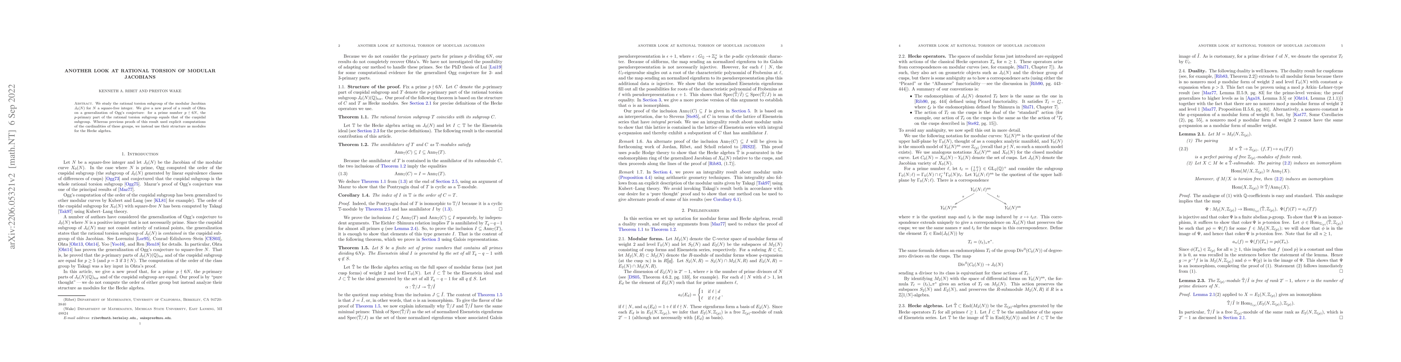 Thumbnail for Another look at rational torsion of modular Jacobians