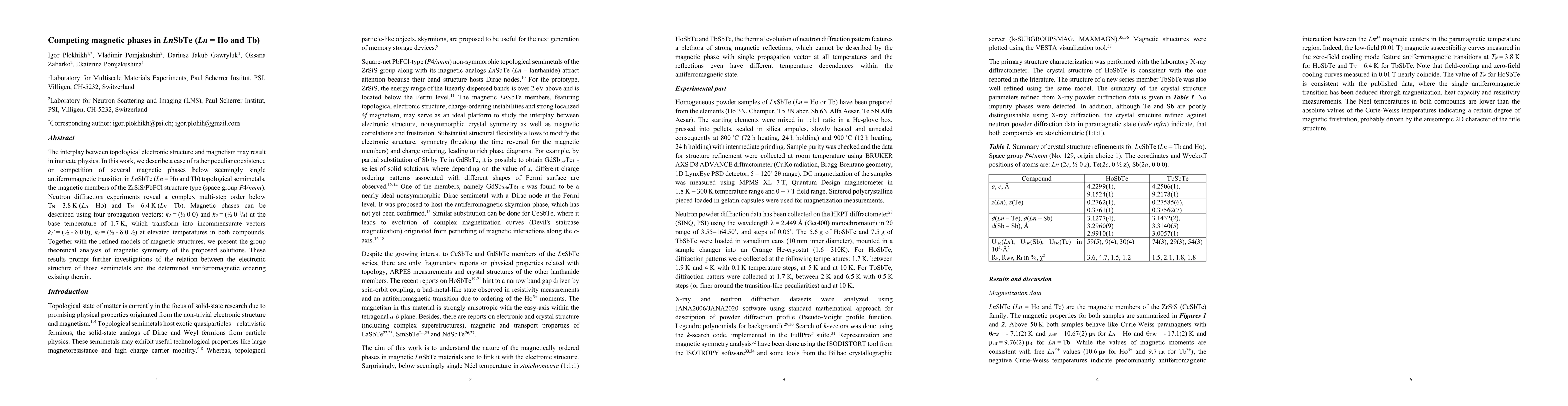 Thumbnail for Competing magnetic phases in LnSbTe (Ln = Ho and Tb)