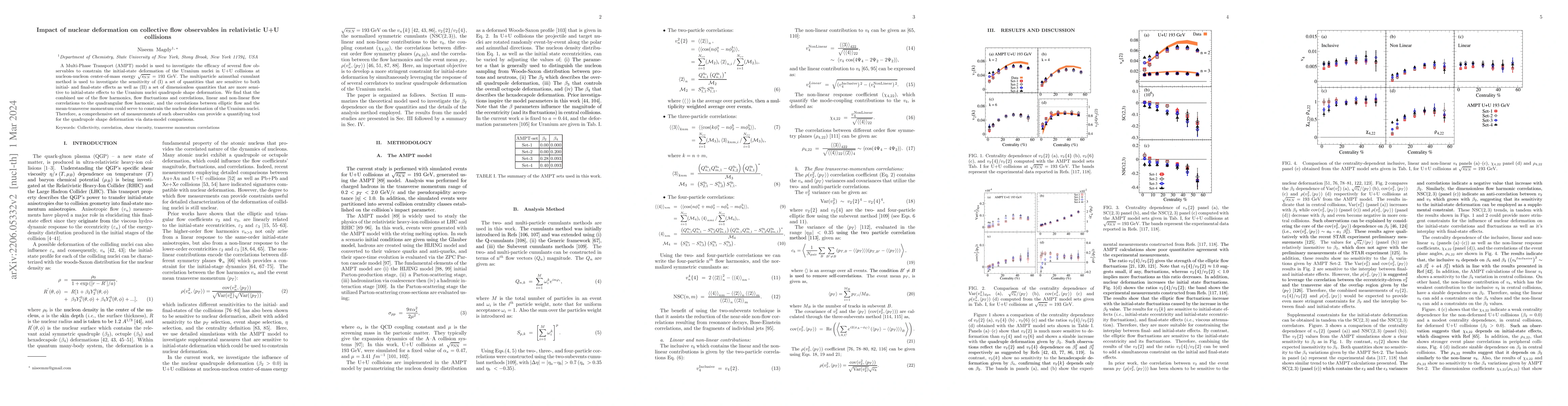 Thumbnail for Impact of nuclear deformation on collective flow observables in
  relativistic U+U collisions
