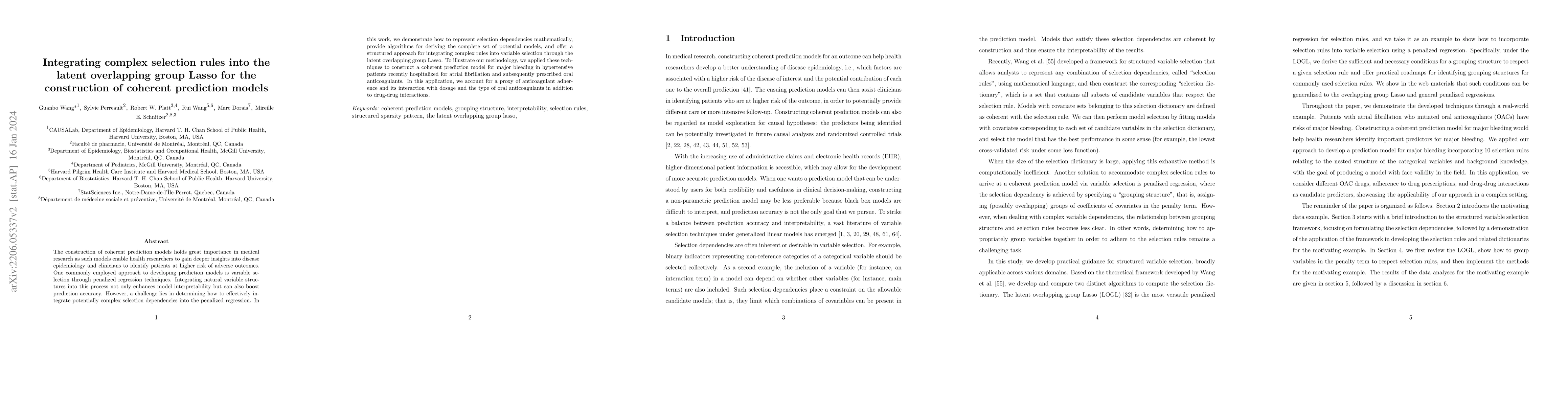 Thumbnail for Integrating complex selection rules into the latent overlapping group
  Lasso for constructing coherent prediction models