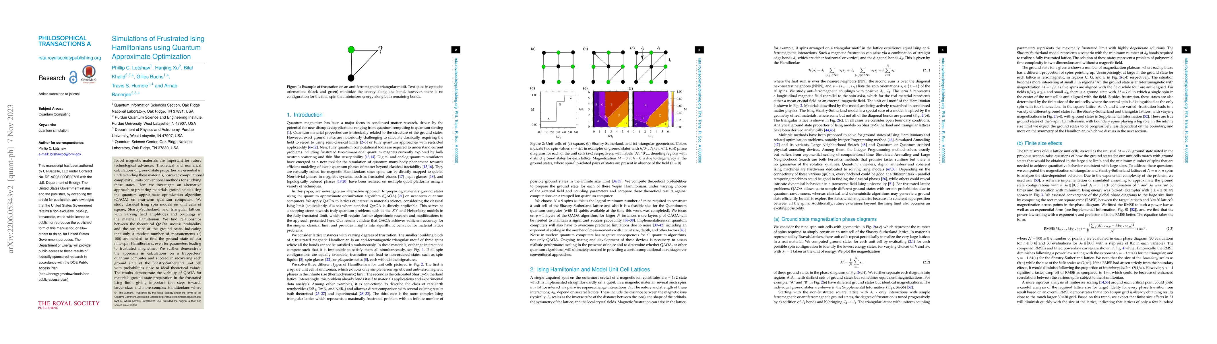 Thumbnail for Simulations of Frustrated Ising Hamiltonians with Quantum Approximate
  Optimization