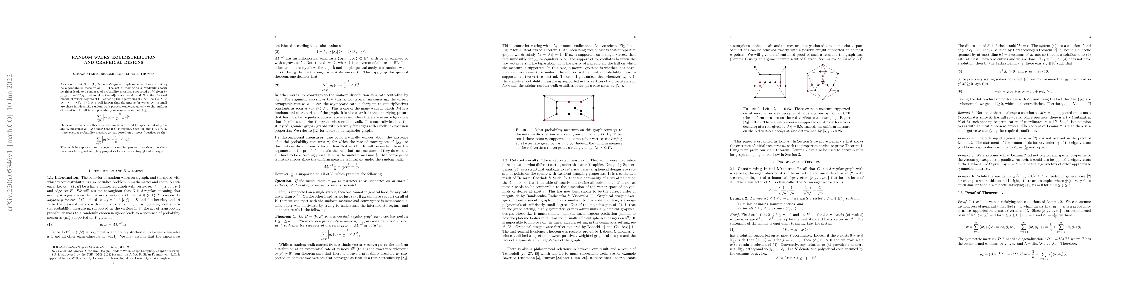 Thumbnail for Random Walks, Equidistribution and Graphical Designs