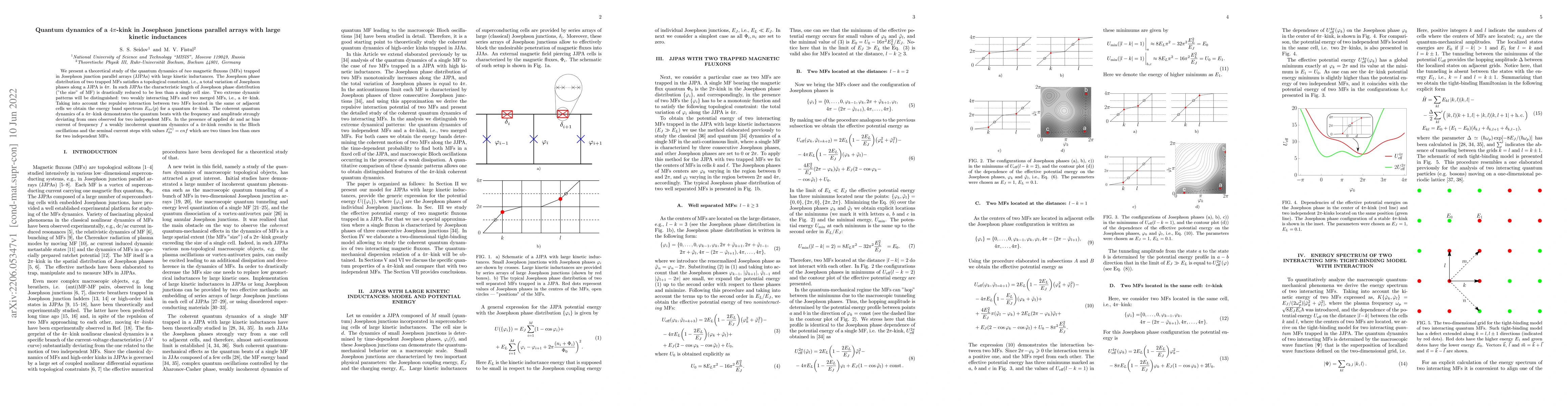 Thumbnail for Quantum dynamics of a $4\pi$-kink in Josephson junctions parallel arrays
  with large kinetic inductances