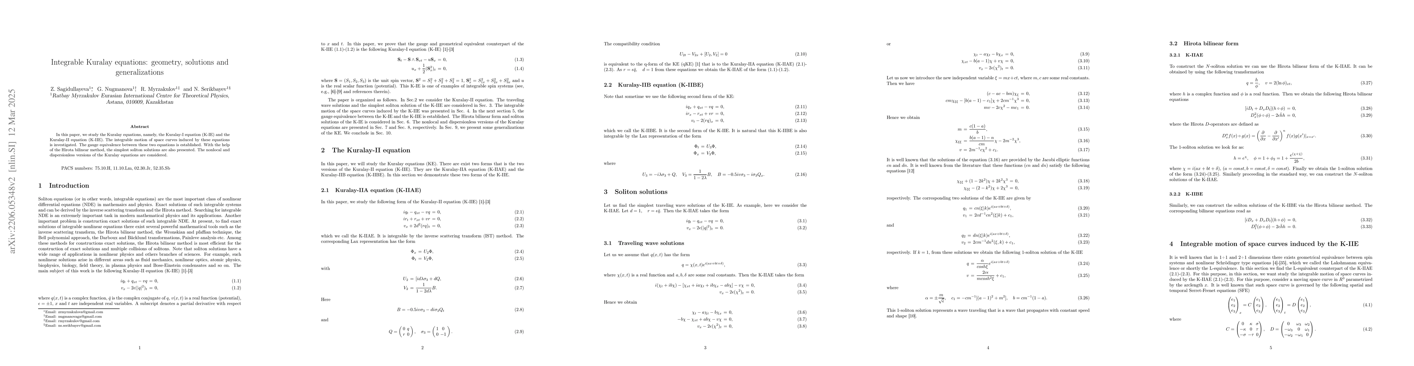 Thumbnail for Integrable Kuralay equations: geometry, solutions and generalizations