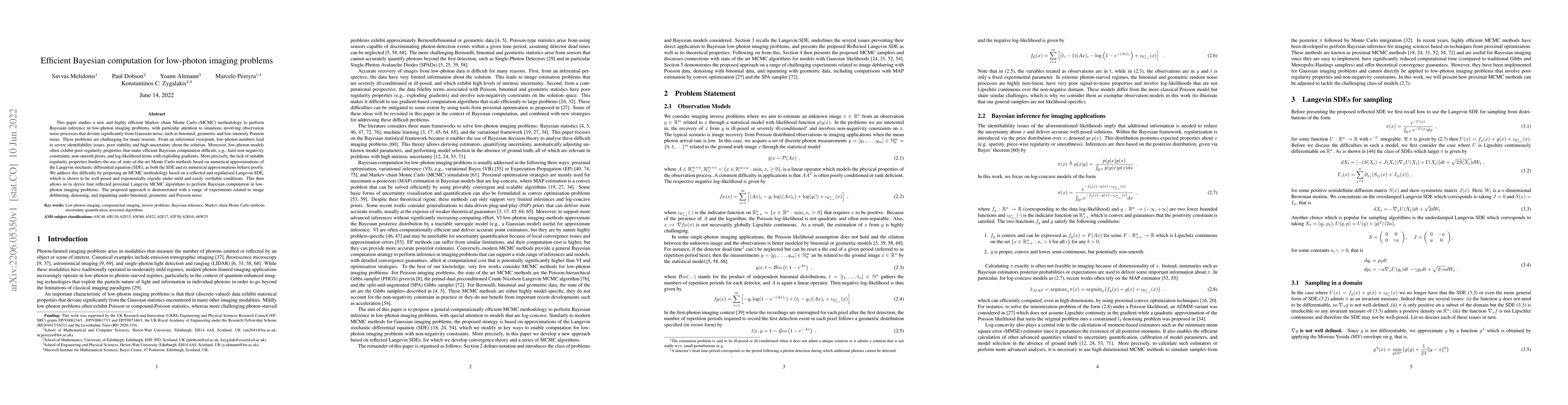Thumbnail for Efficient Bayesian computation for low-photon imaging problems