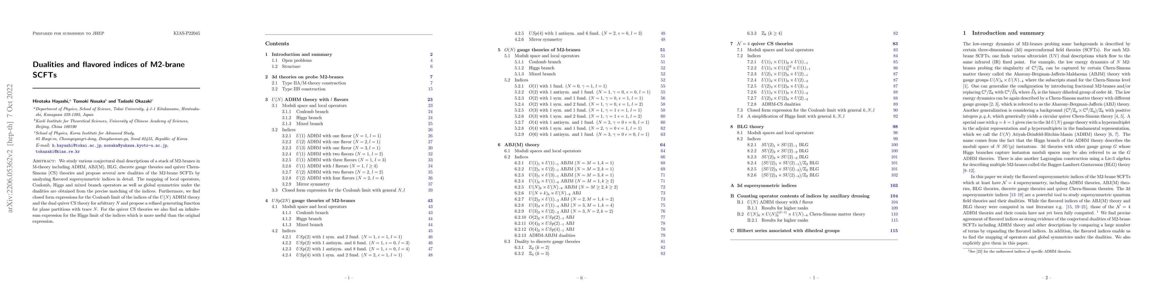 Thumbnail for Dualities and flavored indices of M2-brane SCFTs