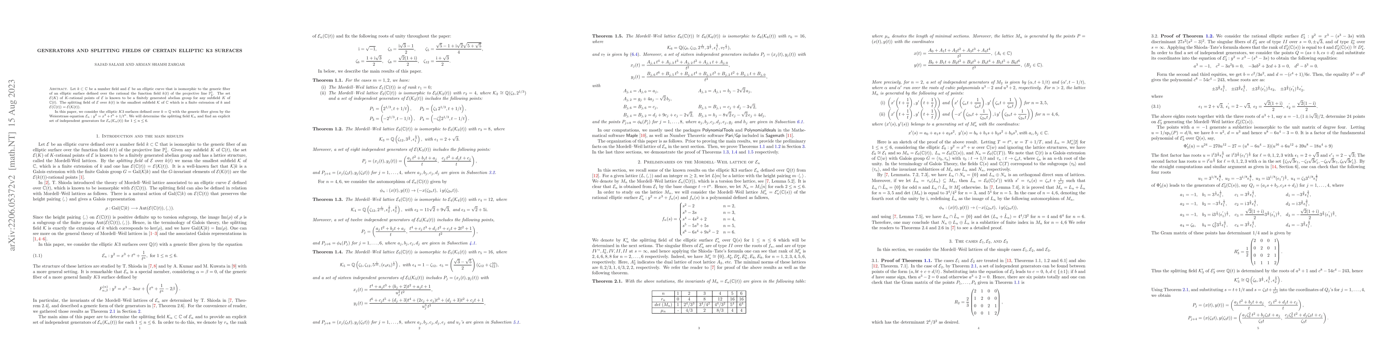 Thumbnail for Generators and splitting fields of certain elliptic K3 surfaces