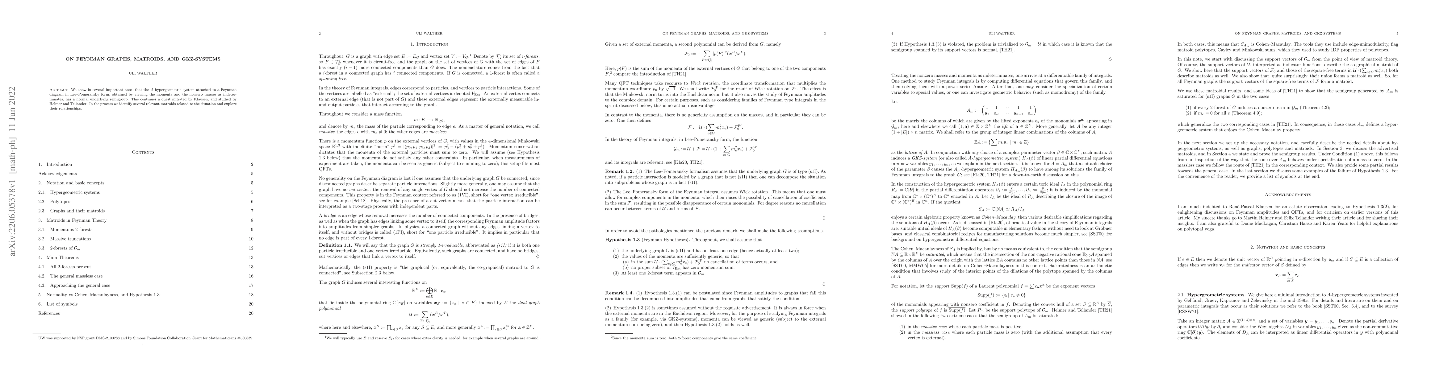 Thumbnail for On Feynman graphs, matroids, and GKZ-systems