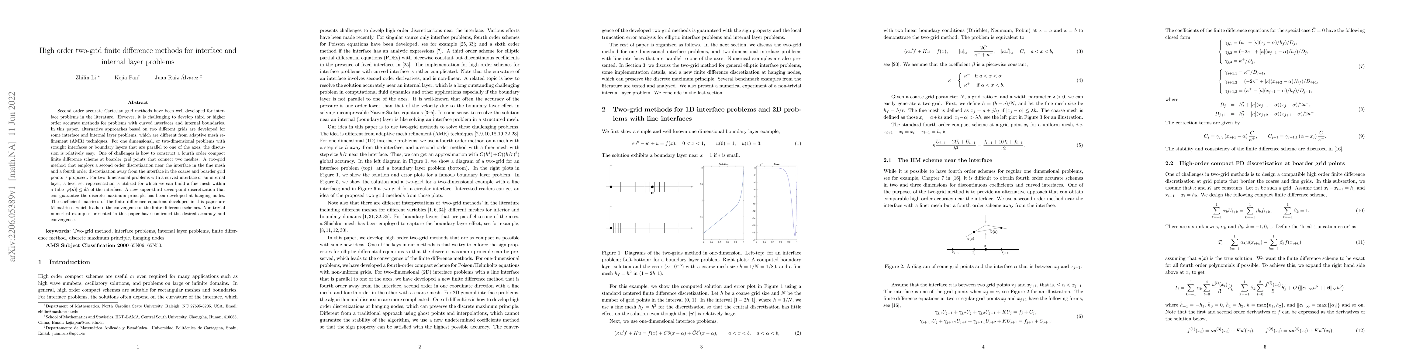 Thumbnail for High order two-grid finite difference methods for interface and internal
  layer problems