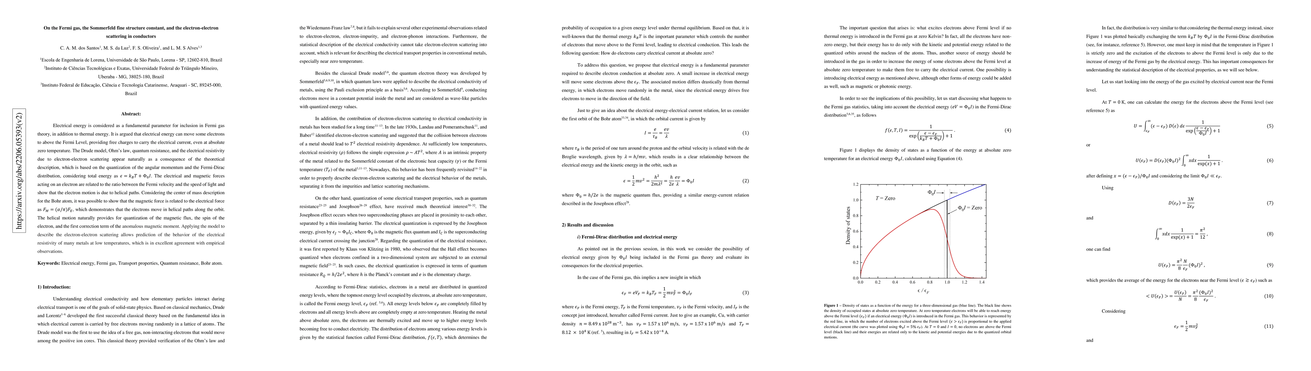 Thumbnail for On the Fermi gas, the Sommerfeld fine structure constant, and the
  electron-electron scattering in conductors
