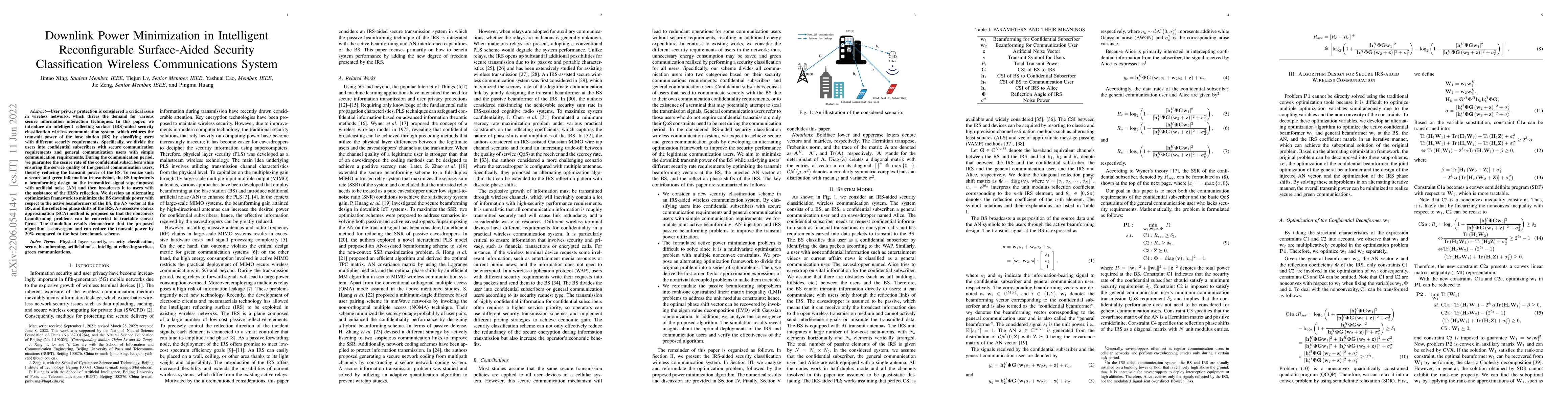 Thumbnail for Downlink Power Minimization in Intelligent Reconfigurable Surface-Aided
  Security Classification Wireless Communications System