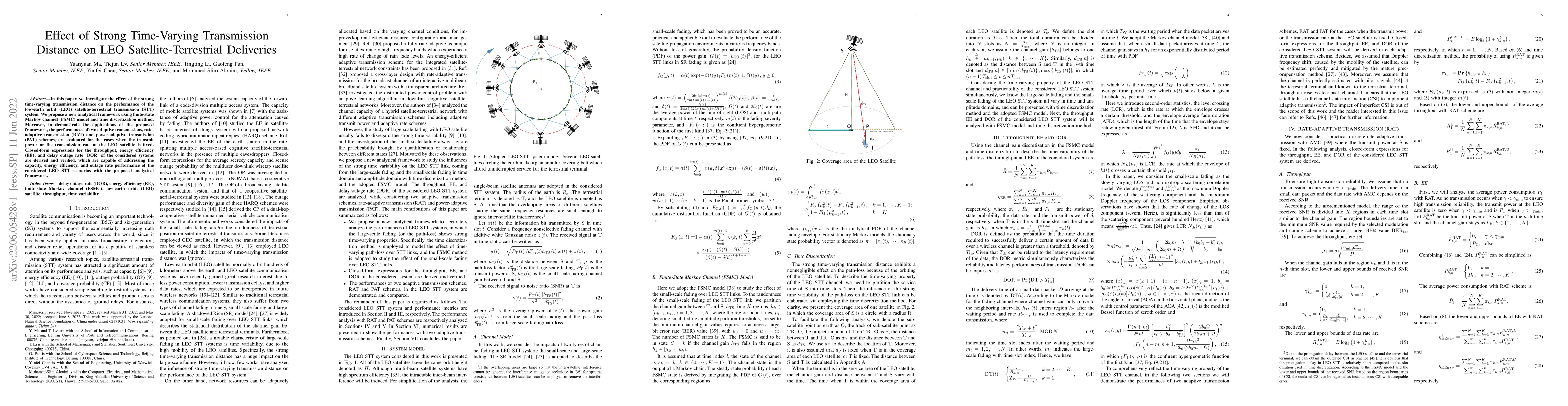 Thumbnail for Effect of Strong Time-Varying Transmission Distance on LEO
  Satellite-Terrestrial Deliveries