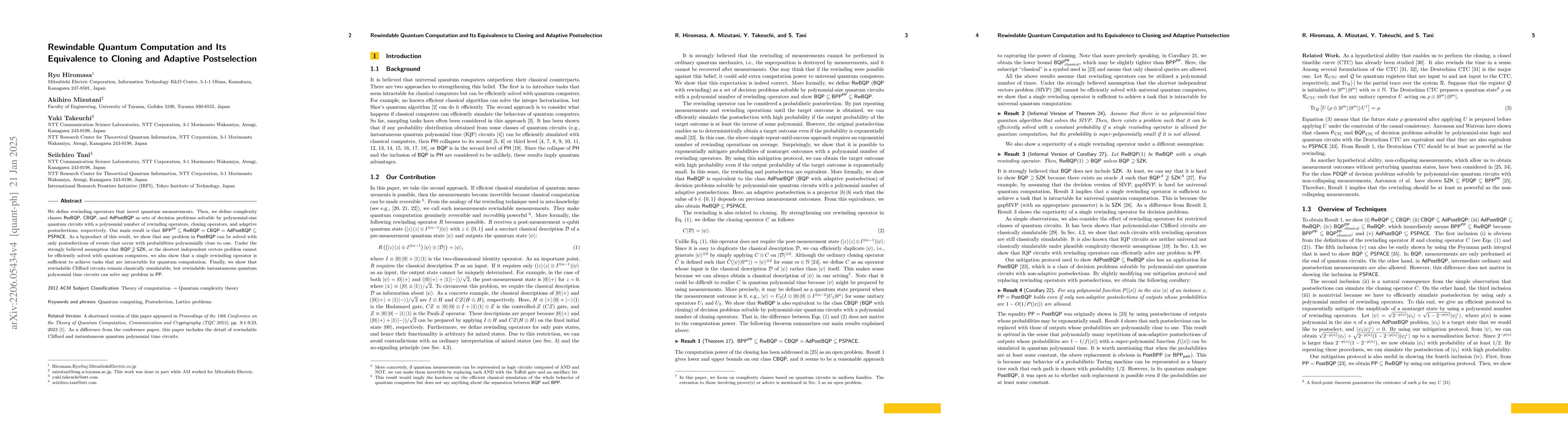 Thumbnail for Rewindable Quantum Computation and Its Equivalence to Cloning and
  Adaptive Postselection