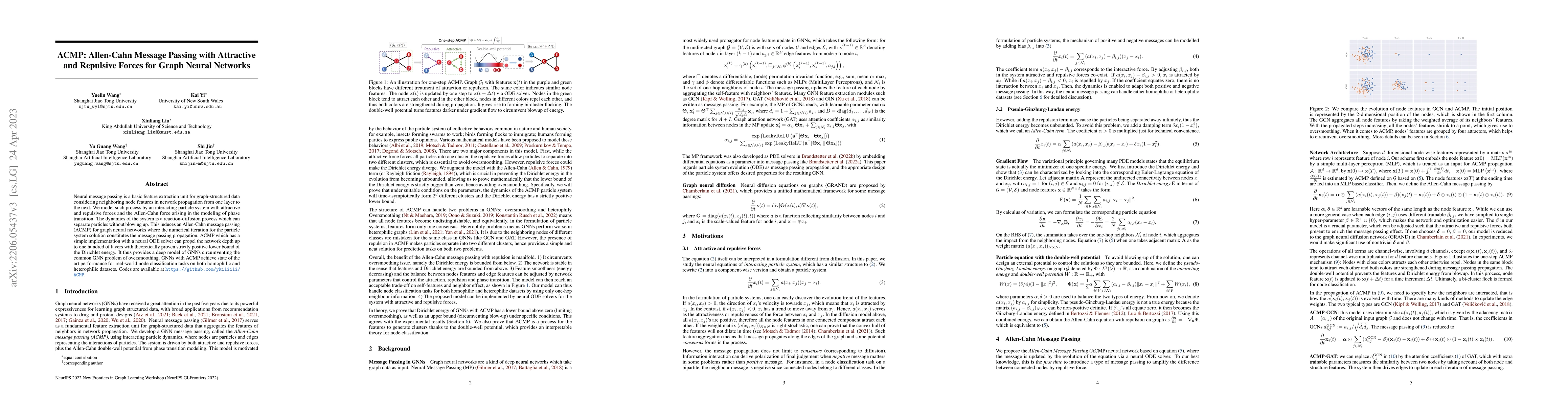 Thumbnail for ACMP: Allen-Cahn Message Passing for Graph Neural Networks with Particle
  Phase Transition