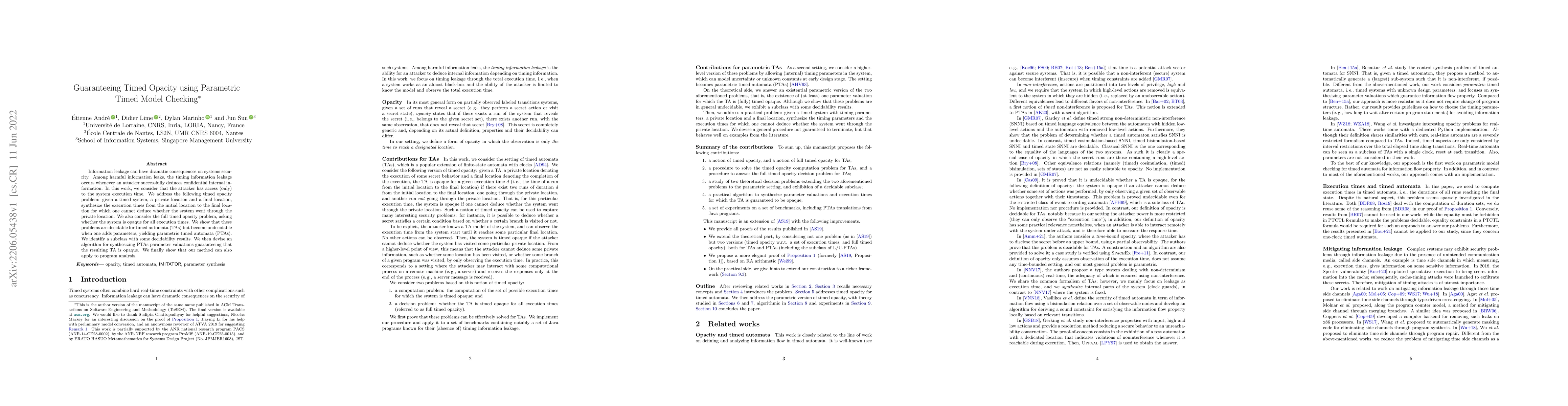 Thumbnail for Guaranteeing Timed Opacity using Parametric Timed Model Checking