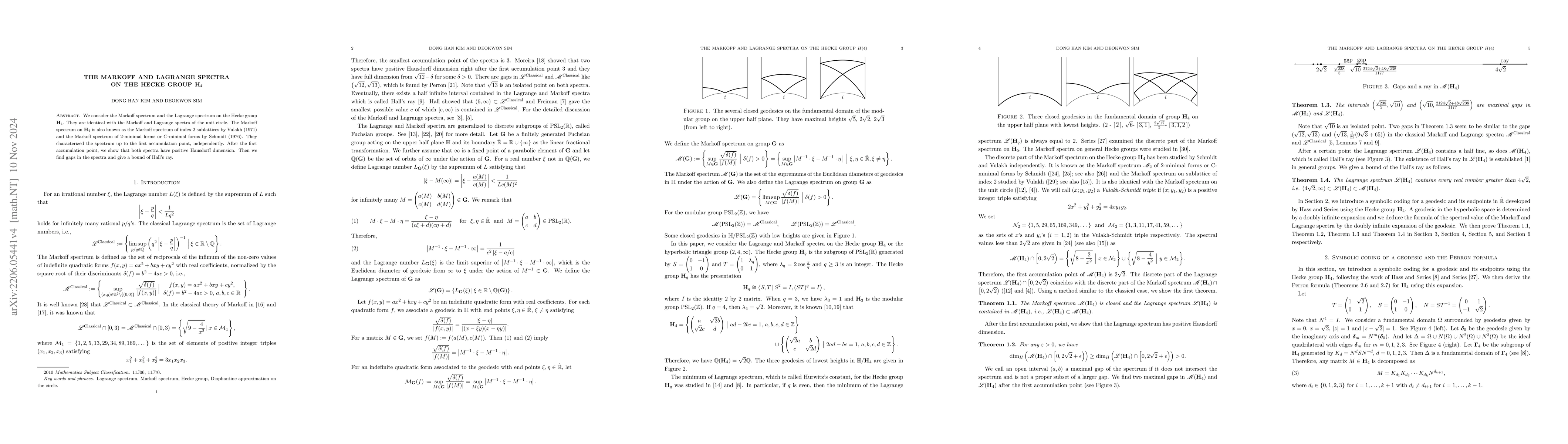 Thumbnail for The Markoff and Lagrange spectra on the Hecke group H4