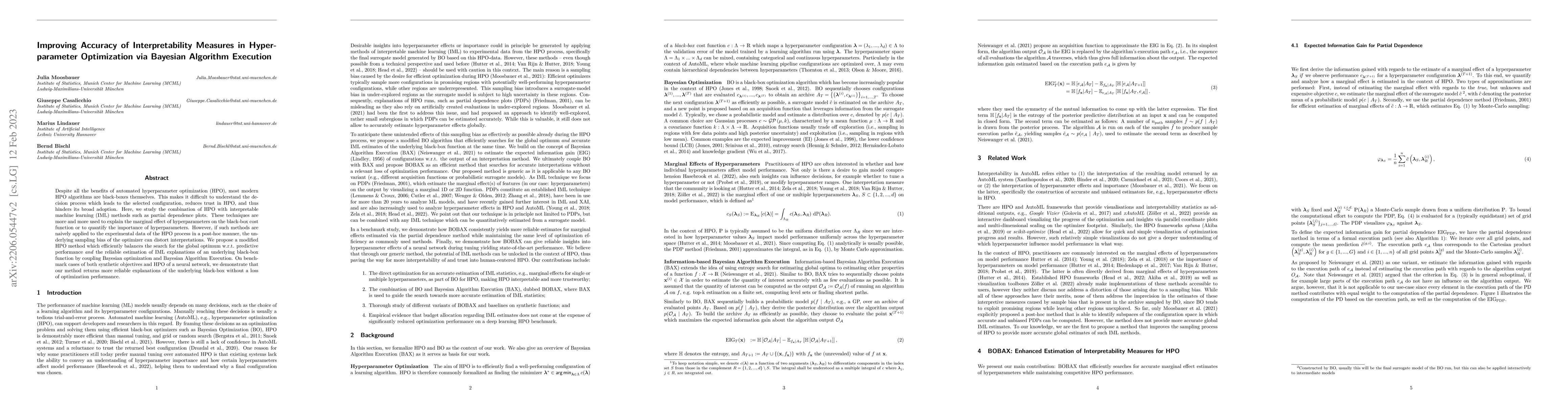 Thumbnail for Improving Accuracy of Interpretability Measures in Hyperparameter
  Optimization via Bayesian Algorithm Execution