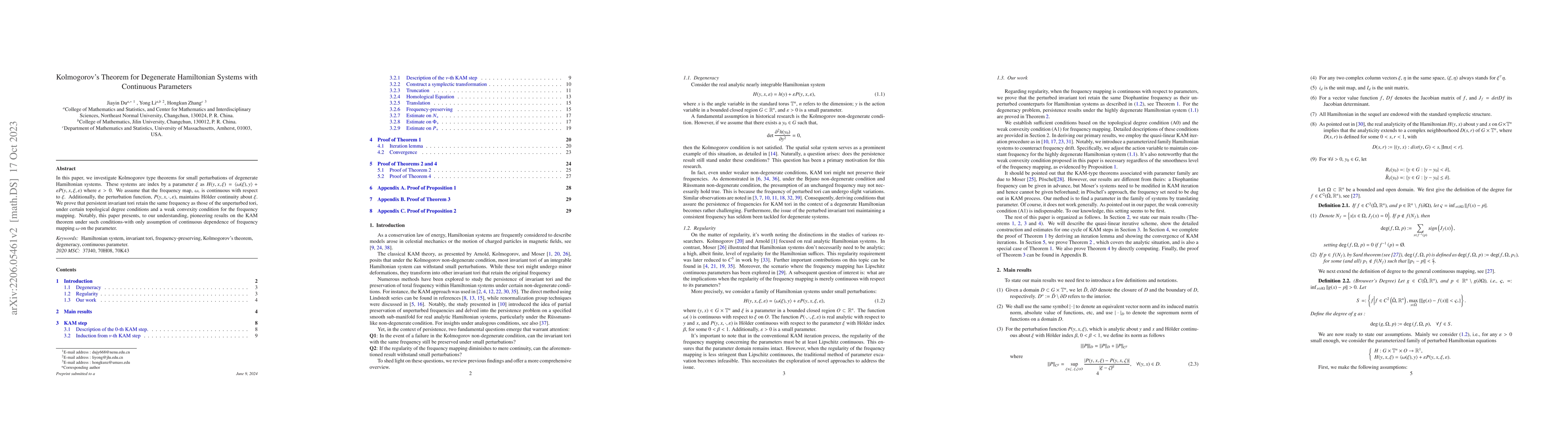 Thumbnail for Kolmogorov's Theorem for Degenerate Hamiltonian Systems with Continuous
  Parameters