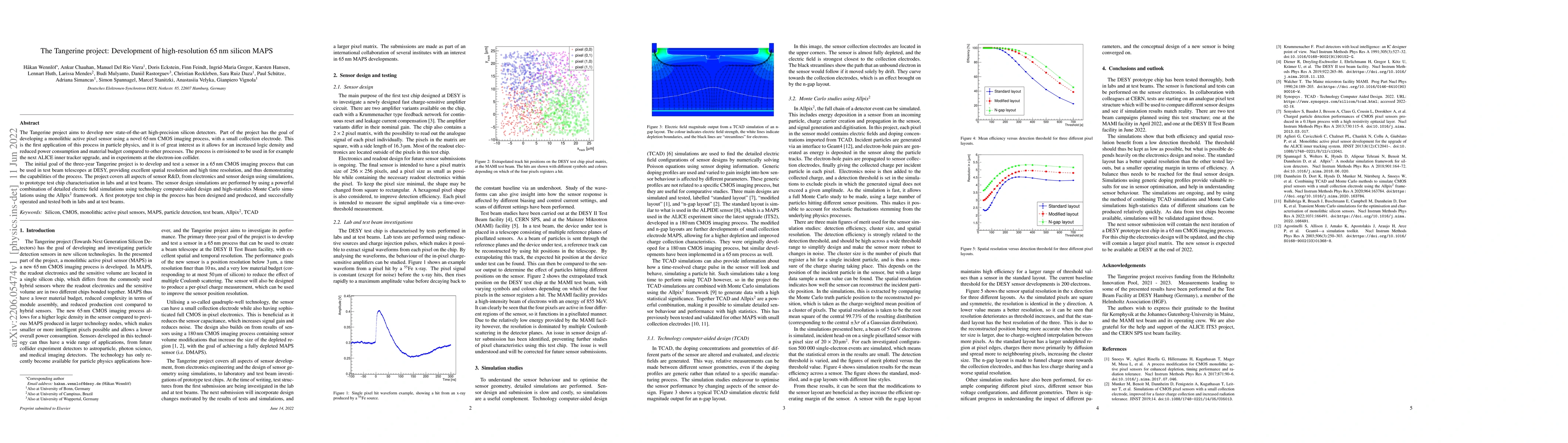Thumbnail for The Tangerine project: Development of high-resolution 65 nm silicon MAPS