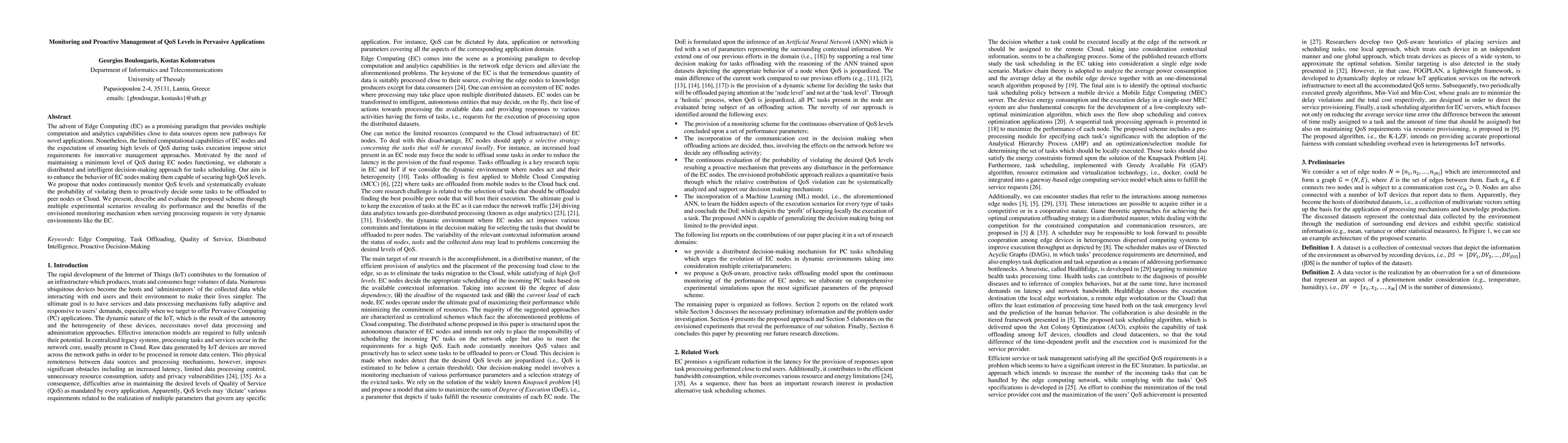 Thumbnail for Monitoring and Proactive Management of QoS Levels in Pervasive
  Applications