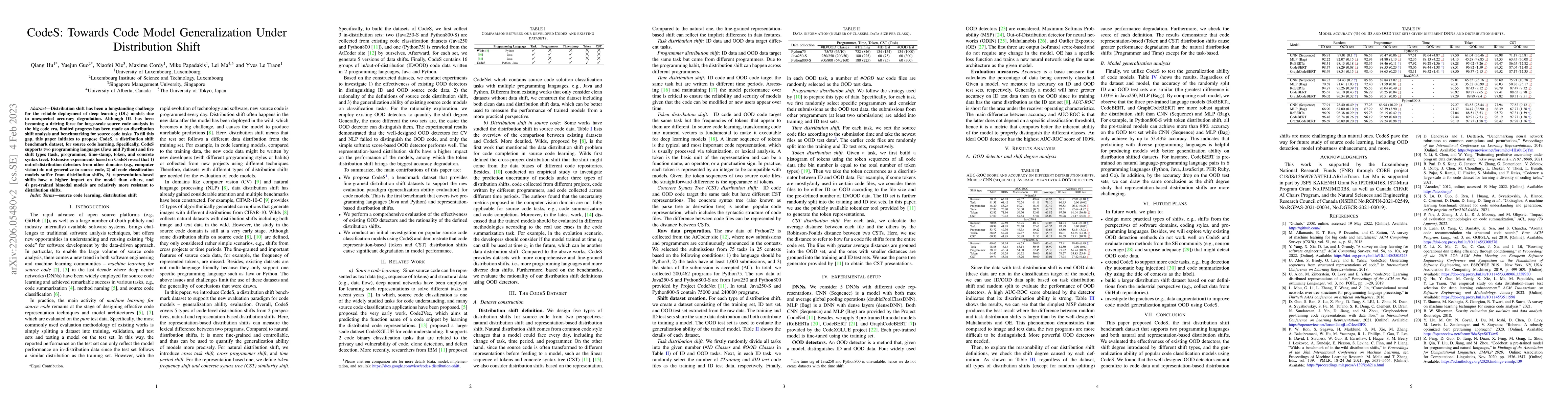 Thumbnail for CodeS: Towards Code Model Generalization Under Distribution Shift
