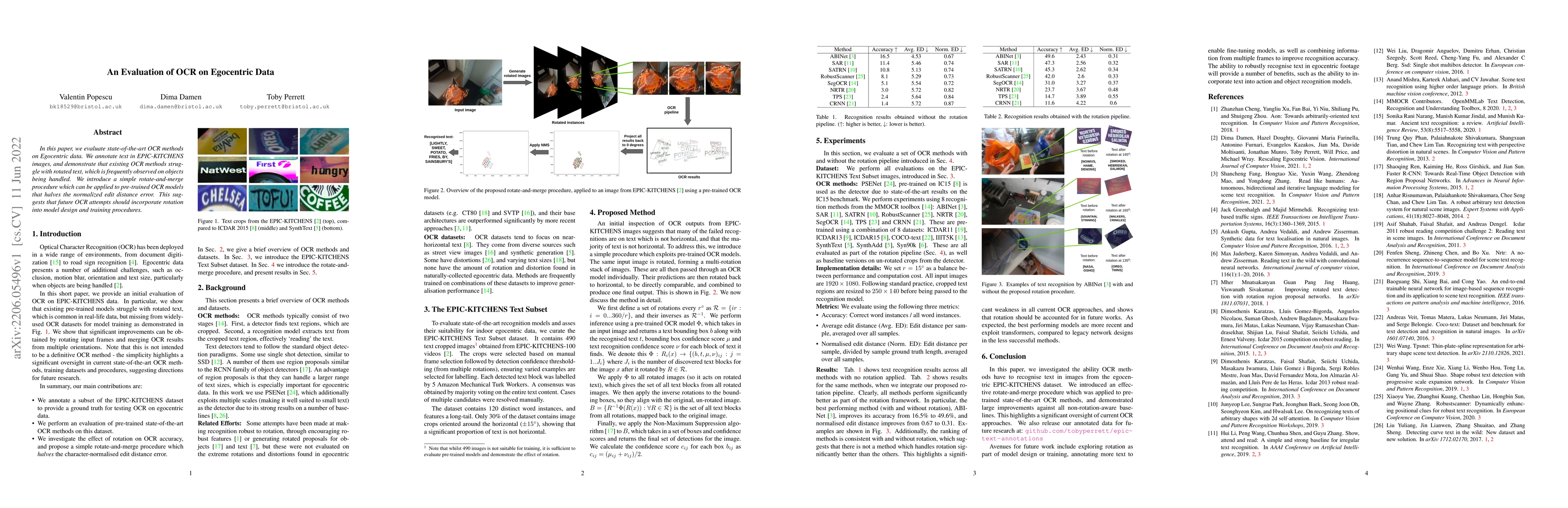 Thumbnail for An Evaluation of OCR on Egocentric Data