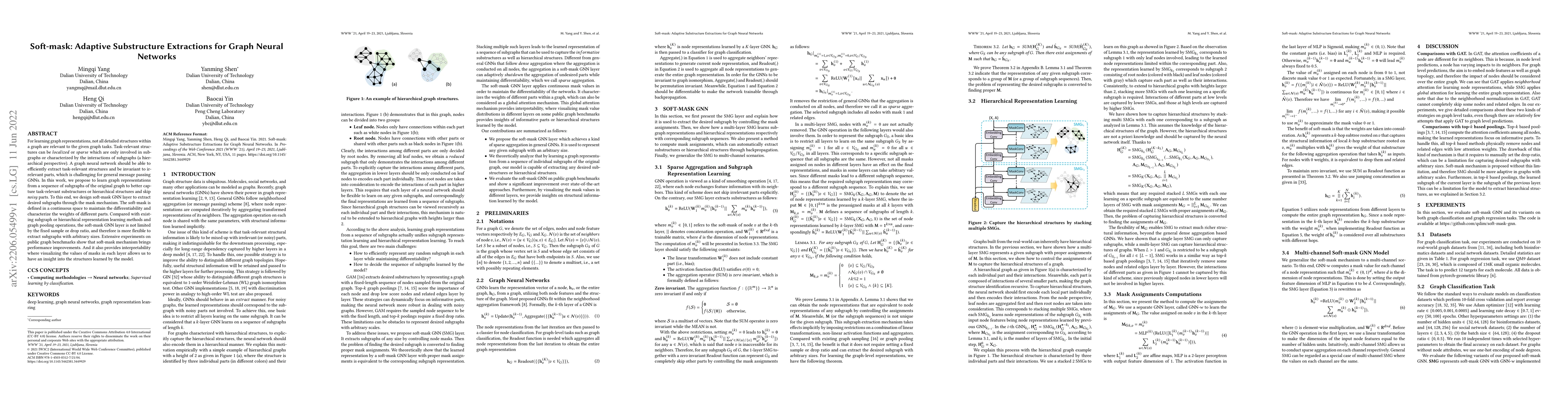 Thumbnail for Soft-mask: Adaptive Substructure Extractions for Graph Neural Networks