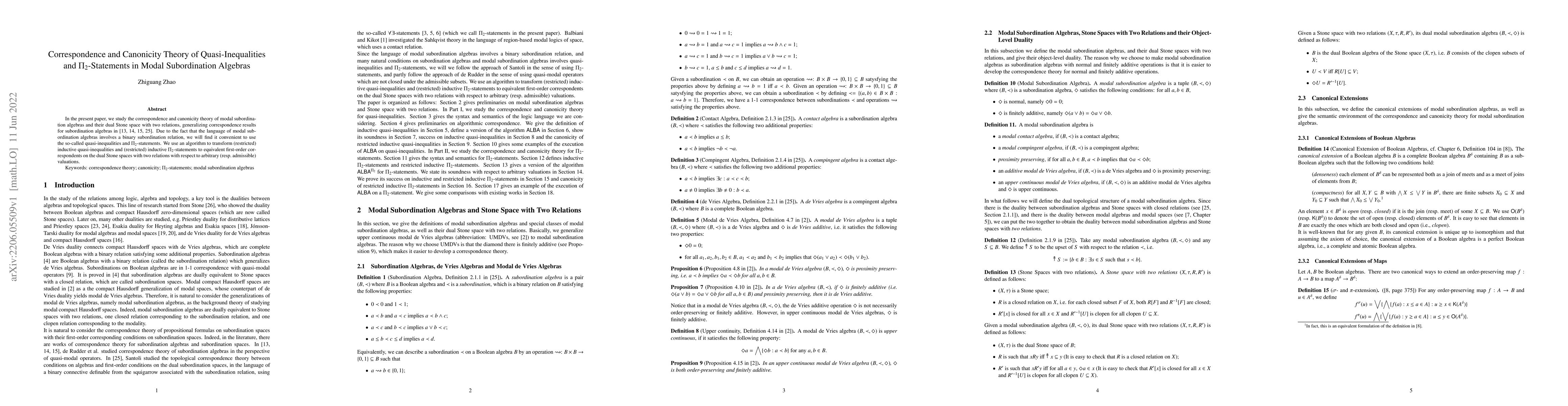 Thumbnail for Correspondence and Canonicity Theory of Quasi-Inequalities and
  $\Pi_2$-Statements in Modal Subordination Algebras