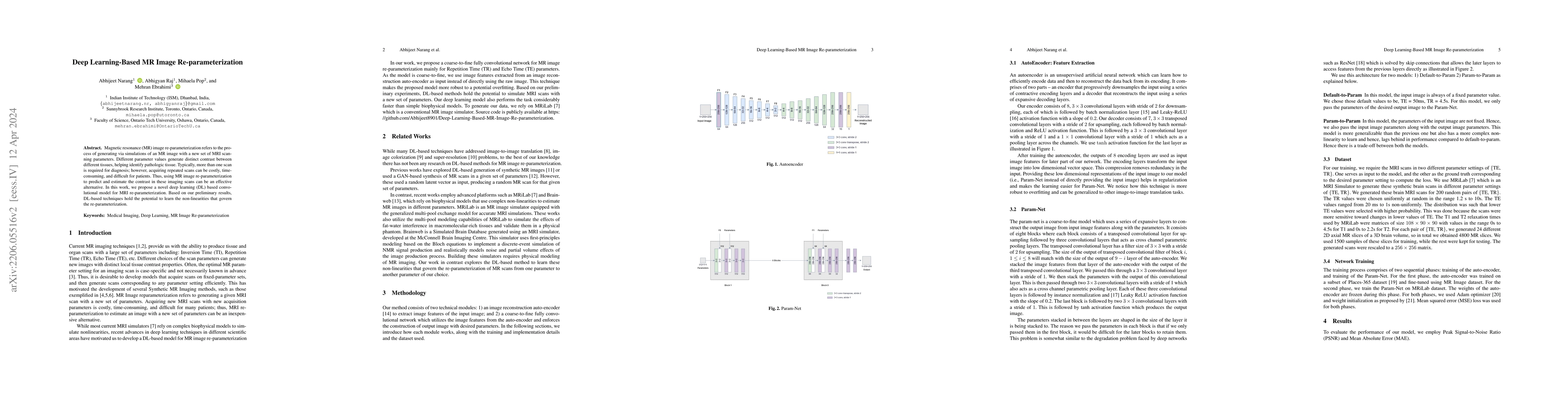 Thumbnail for Deep Learning-Based MR Image Re-parameterization