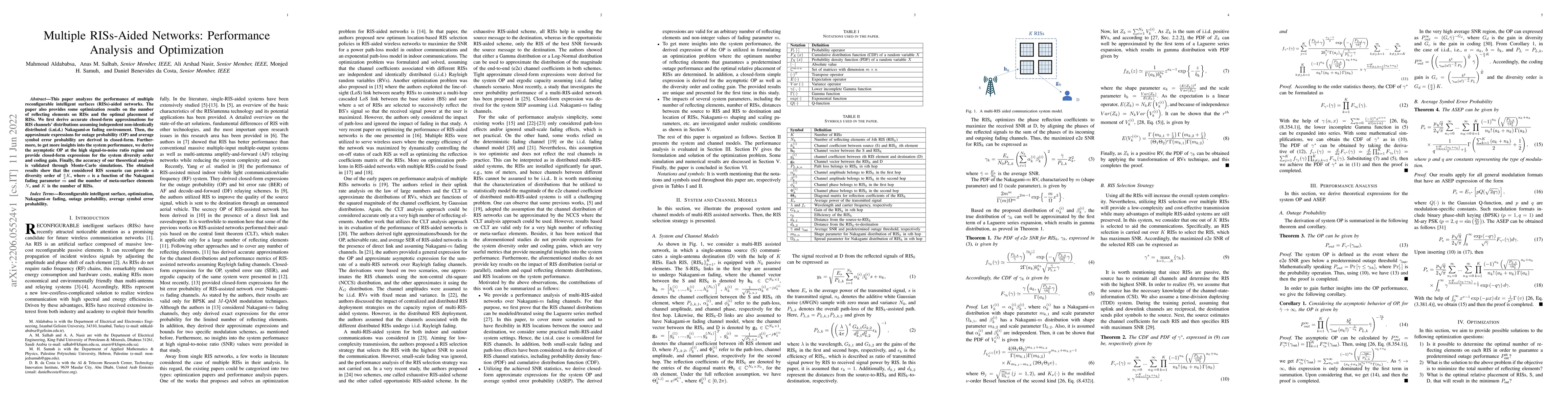 Thumbnail for Multiple RISs-Aided Networks: Performance Analysis and Optimization