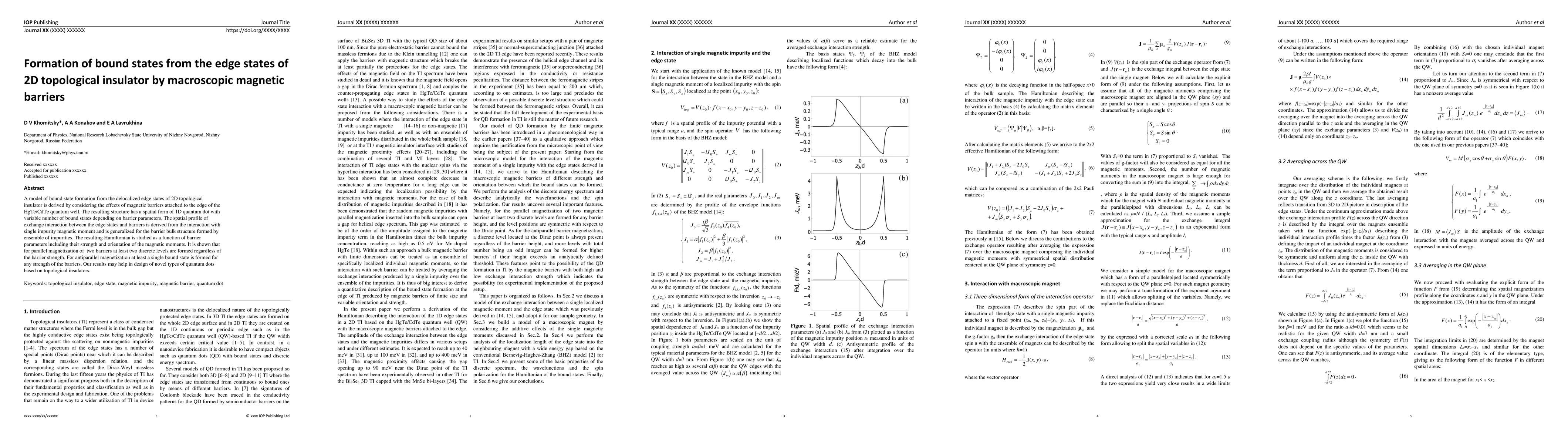 Thumbnail for Formation of bound states from the edge states of 2D topological
  insulator by macroscopic magnetic barriers