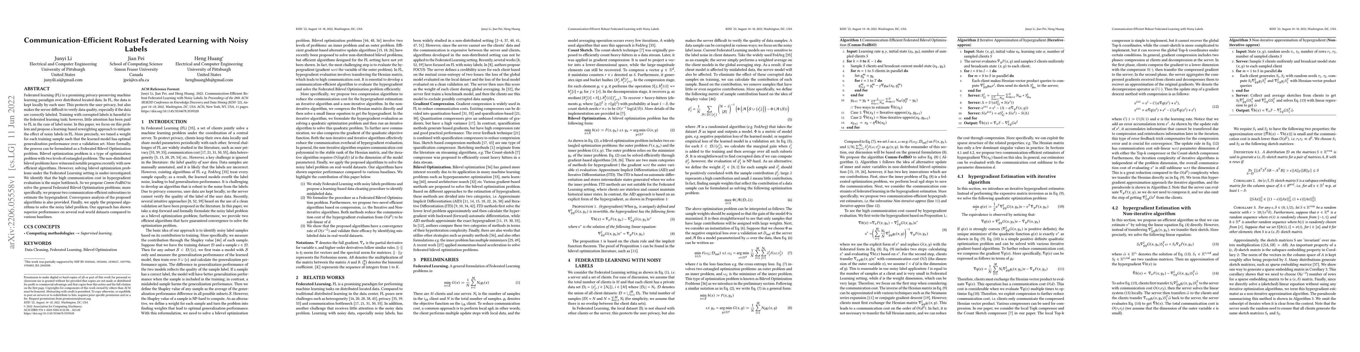 Thumbnail for Communication-Efficient Robust Federated Learning with Noisy Labels