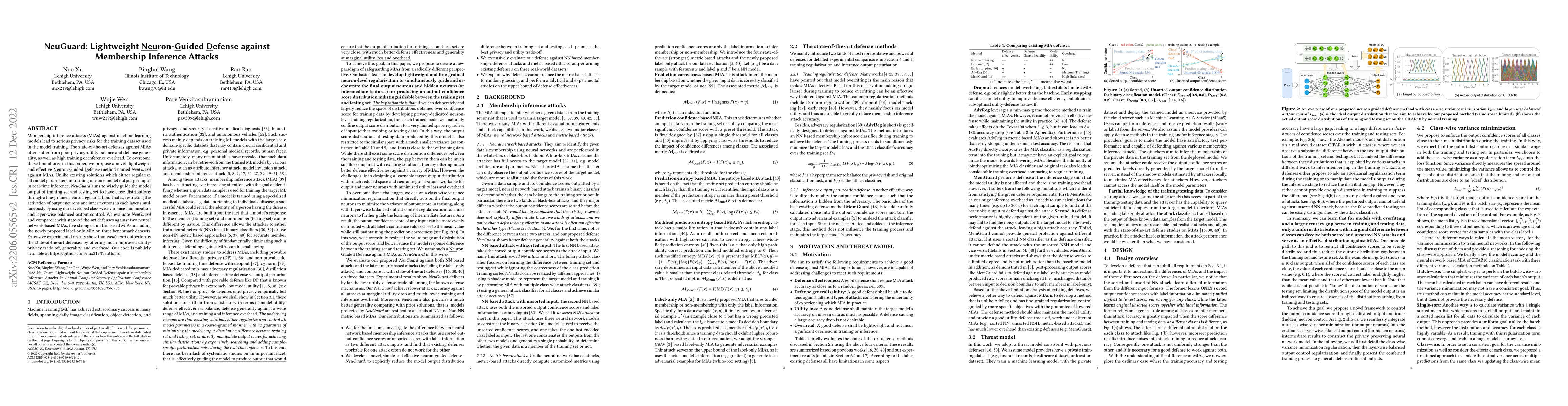 Thumbnail for NeuGuard: Lightweight Neuron-Guided Defense against Membership Inference
  Attacks