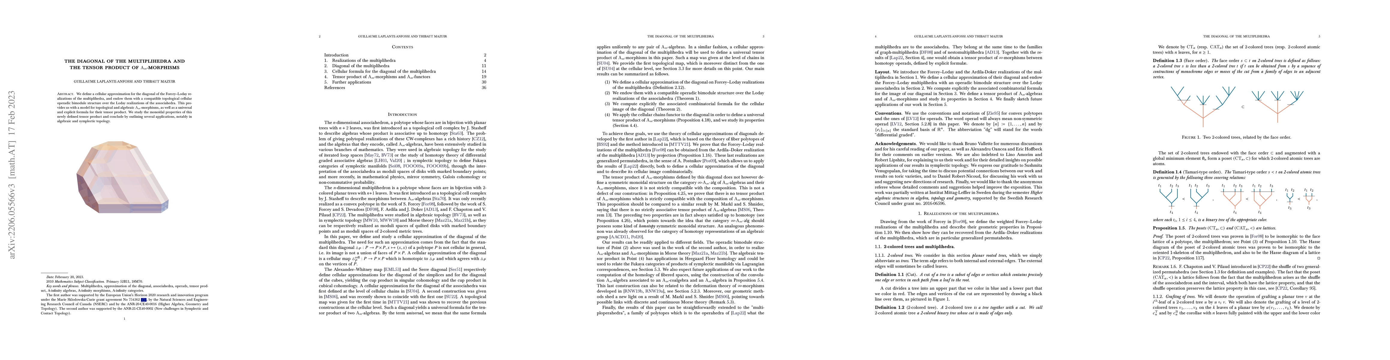 Thumbnail for The diagonal of the multiplihedra and the tensor product of A-infinity
  morphisms