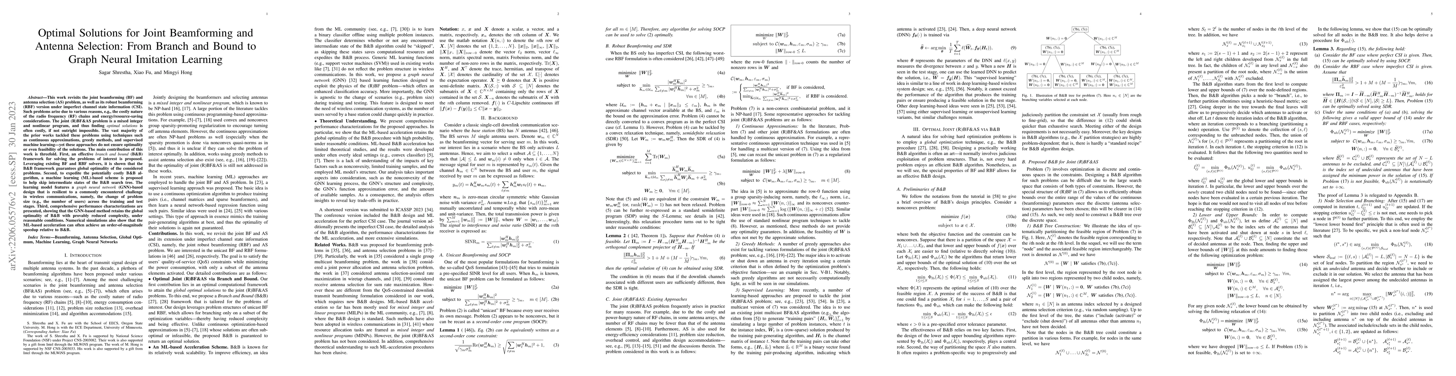 Thumbnail for Optimal Solutions for Joint Beamforming and Antenna Selection: From
  Branch and Bound to Graph Neural Imitation Learning