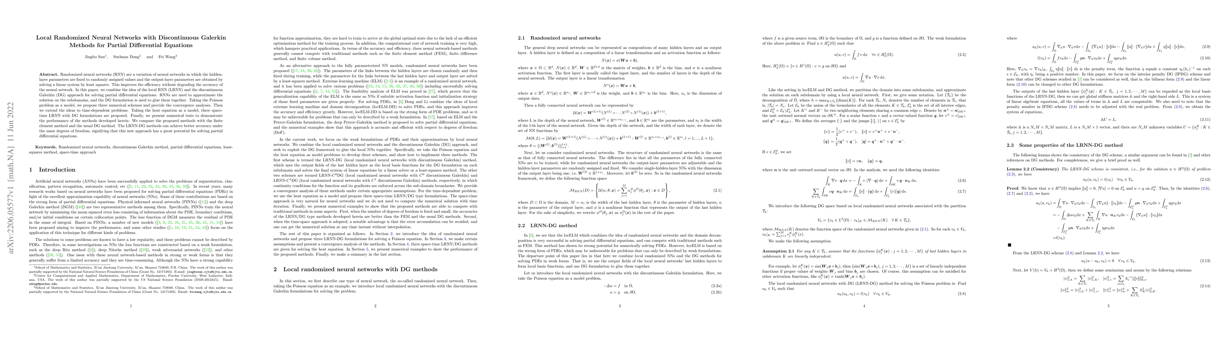 Thumbnail for Local Randomized Neural Networks with Discontinuous Galerkin Methods for
  Partial Differential Equations