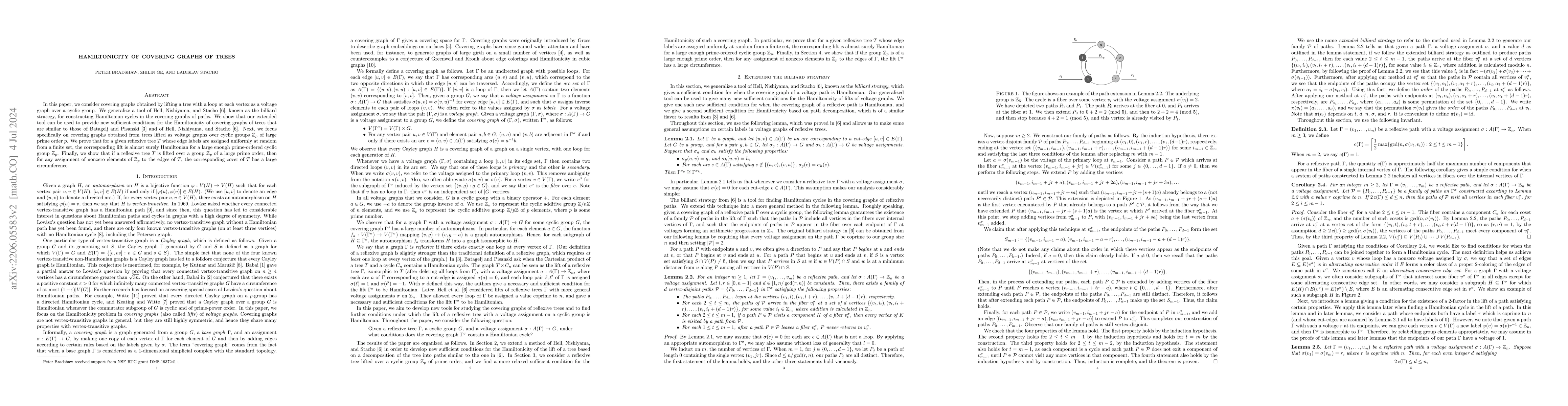 Thumbnail for Hamiltonicity of covering graphs of trees