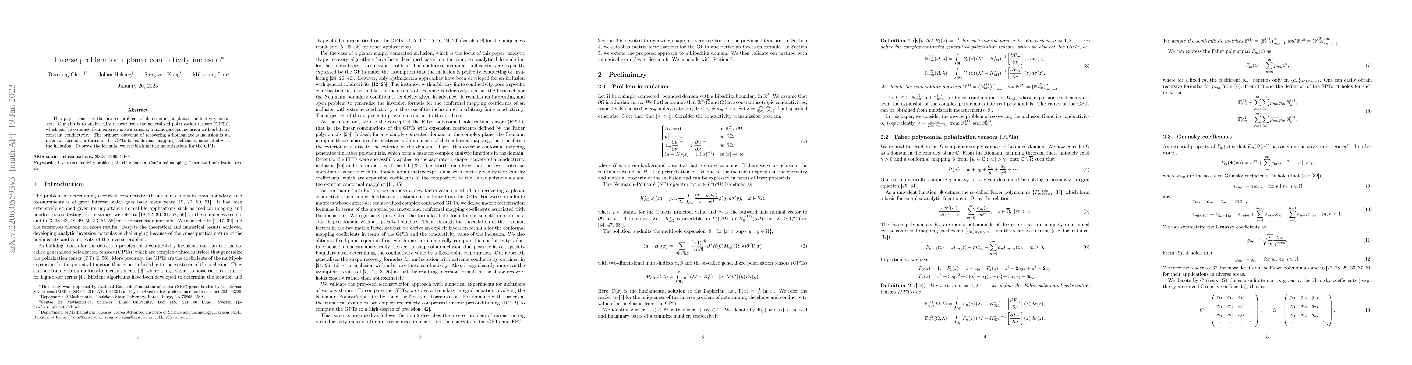 Thumbnail for Inverse problem for a planar conductivity inclusion