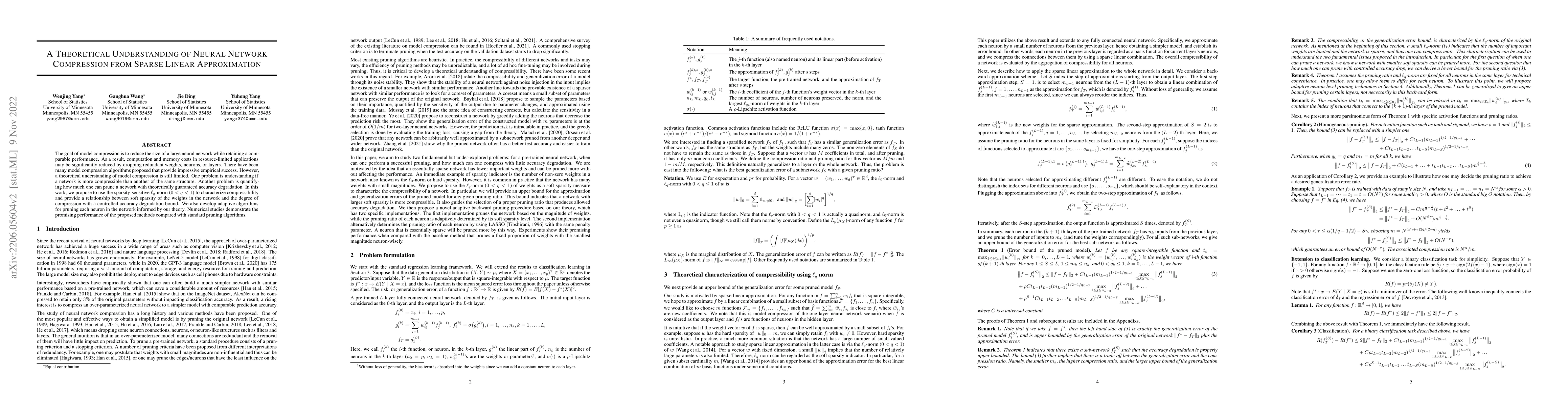 Thumbnail for A Theoretical Understanding of Neural Network Compression from Sparse
  Linear Approximation