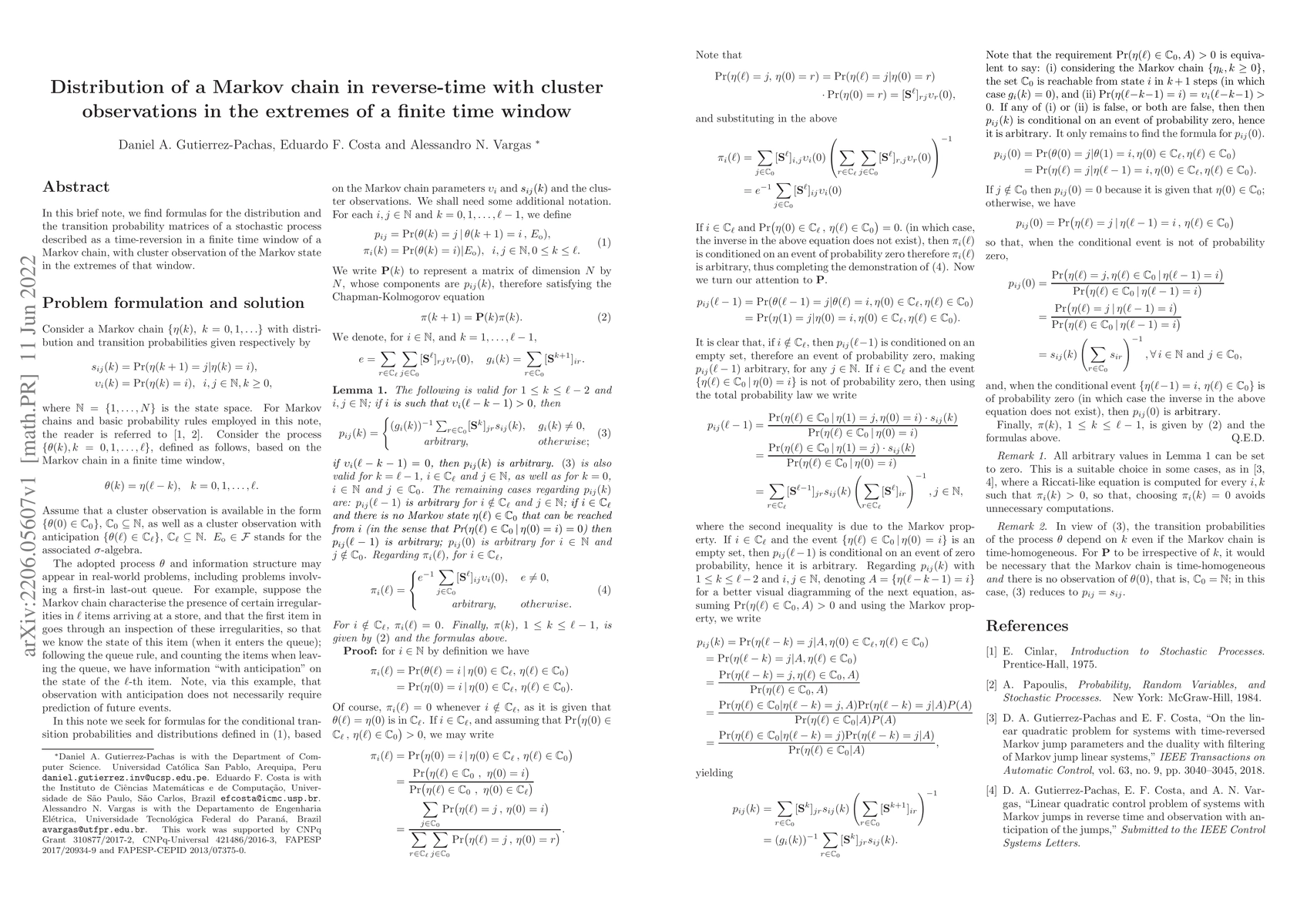 Thumbnail for Distribution of a Markov chain in reverse-time with cluster observations
  in the extremes of a finite time window