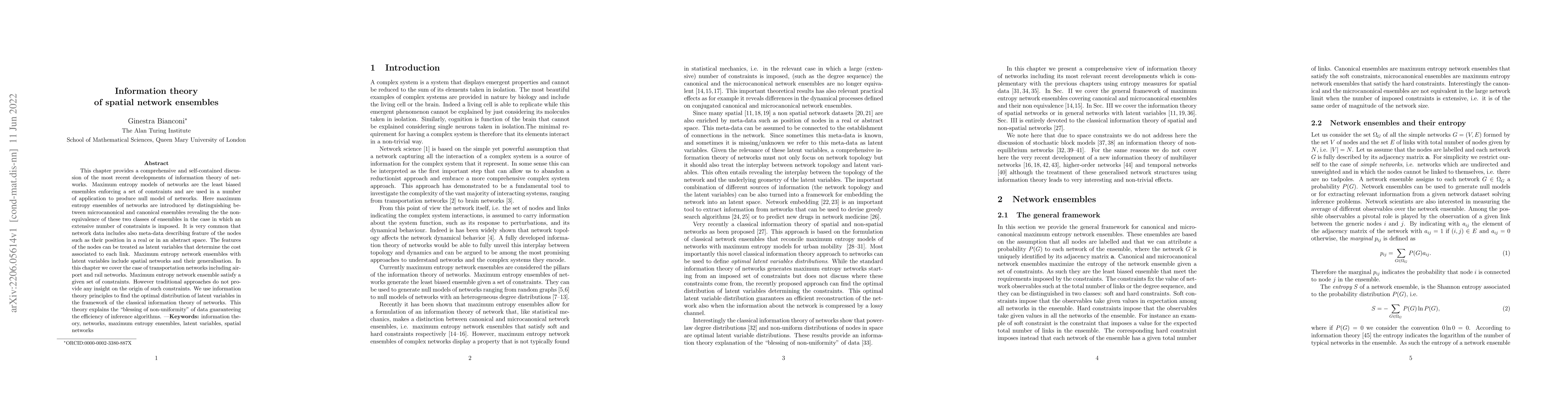 Thumbnail for Information theory of spatial network ensembles