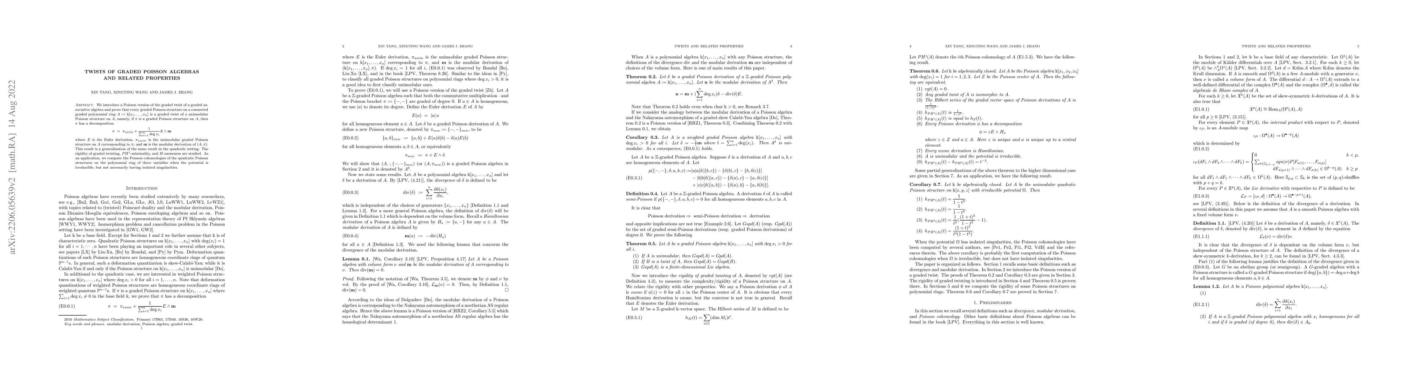 Thumbnail for Twists of graded Poisson algebras and related properties