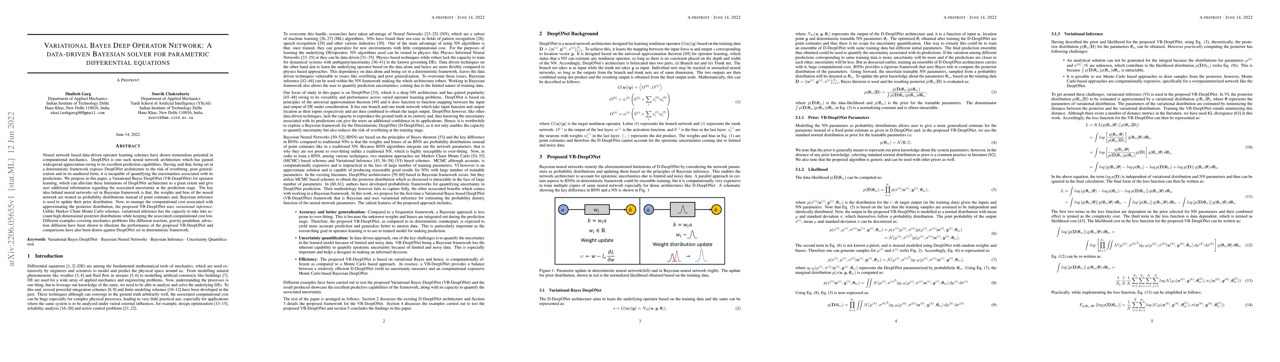 Thumbnail for Variational Bayes Deep Operator Network: A data-driven Bayesian solver
  for parametric differential equations